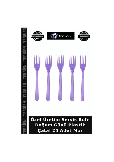 Özel Üretim Servis Büfe Doğum Günü Plastik Çatal 25 Adet Mor