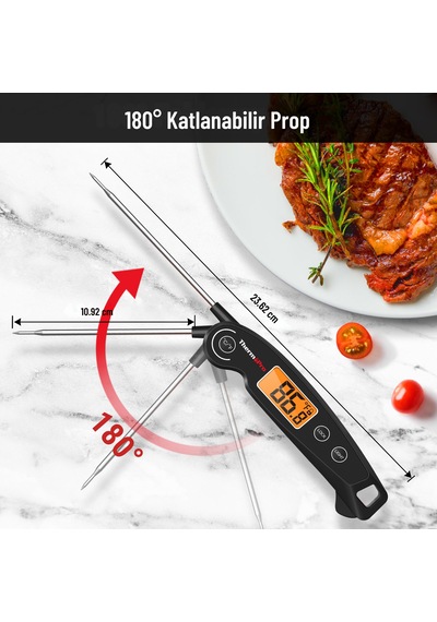 Thermopro TP605B Katlanabilir Problu Profesyonel Gıda Pişirme Termometresi-Siyah