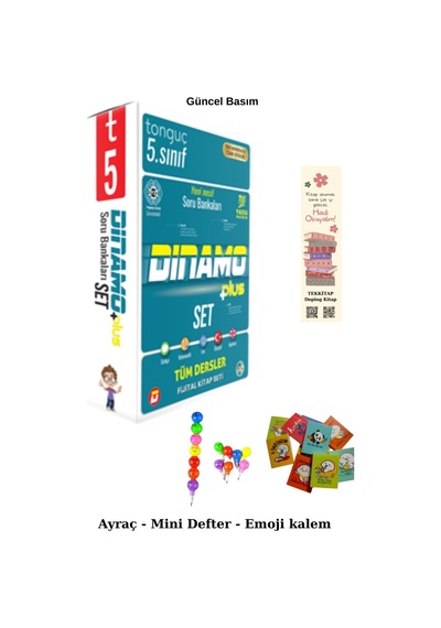 Tonguç 5. Sınıf Dinamo Tüm Dersler Soru Bankası Set Emoji Kalem+mini Defter+ayraç