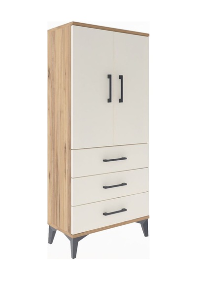 Arges Dolap 3 Raflı 3 Çekmeceli 2 Kapaklı 60x30x134 Çam-aytaşı Çam