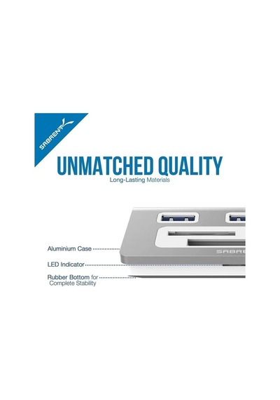 Sabrent 3 Bağlantı Noktalı Alüminyum Usb 3.0 Hub Ve Çoklu Kart Okuyucu Hb-macr