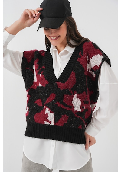 Bigdart 15923 Kadın Oversize Triko Süveter - Siyah