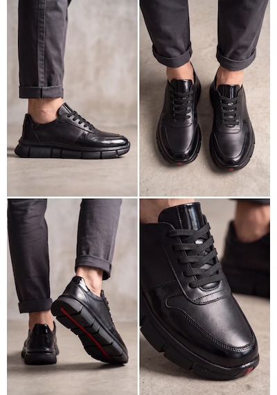 Monolithduo - Hakiki Deri Kalın Segment Tabanlı Bağcıklı Erkek Sneaker Ayakkabı, Parlatılmış Der... siyah Monolithduo - Hakiki Deri Kalın Segment Tabanlı Bağcıklı Erkek Sneaker Ayakkabı, Parlatılmış Der... siyah