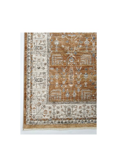 Merinos Valeria Serisi Etnik Desenli Salon Oturma Odası Halısı Hav Toz Vermez Dokuma Taban 91001-020 Turuncu