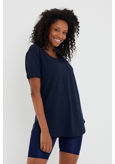 Cool Tarz Tarz Cool Women Lacivert Pis Yaka Salaş T-shirt-xktcps001r14s Lacivert Lacivert