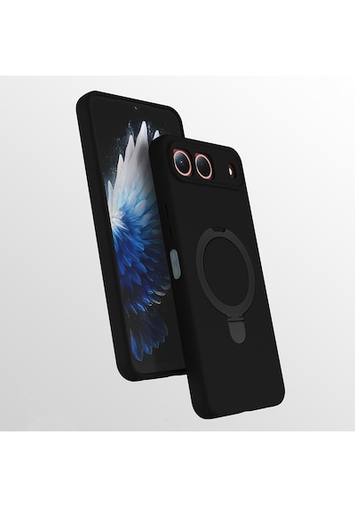 Maks Technology Tecno Spark 40 5g Kılıf M-safe Şarj Özellikli Standlı Mkst Samara Kapak - Siyah