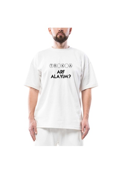Arf Alayım Oversize Beyaz Tişört