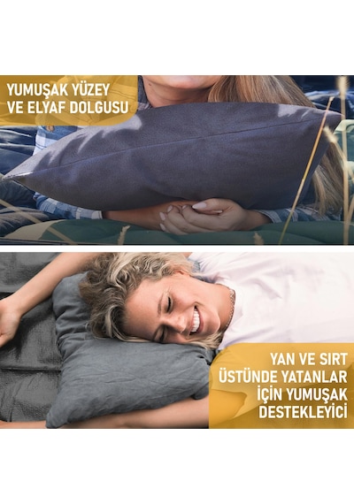 Haegs Kamp Yastığı, Seyahat Yastığı, Silikon Elyaf Dolgulu Hafif Küçük Yastık, Orta Sertlikte, Nefes Alabilir Kılıf, Kamp, Uçak Ve Araba İçin İdeal 30x45cm Flanel Gri