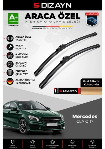 S-dizayn Mercedes-benz Cla C117 Ön Cam Silecek Seti 2013-2015 Premium Araca Özel 60-48 Cm A+ Kalite