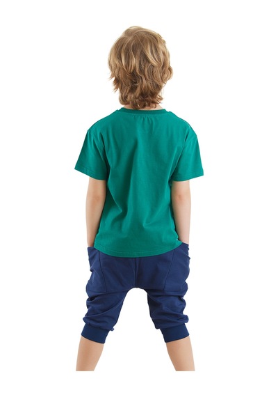 Komik Timsah Erkek Çocuk Yazlık T-shirt Cepli Kapri Şort Takım