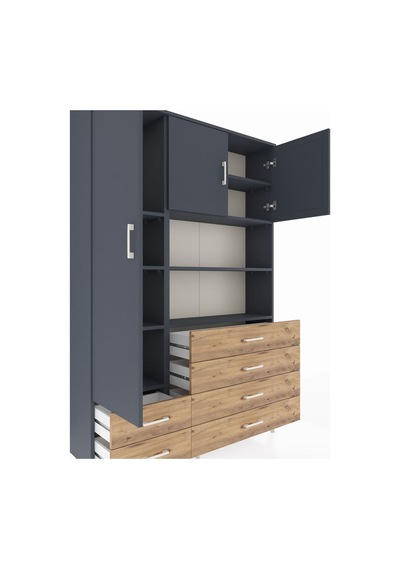 Arges Dolap 8 Raflı 6 Çekmeceli 3 Kapaklı 132x30x195 Antrasit-antrasit/çam Antrasıt/atlas Çam Arges Dolap 8 Raflı 6 Çekmeceli 3 Kapaklı 132x30x195 Antrasit-antrasit/çam Antrasıt/atlas Çam