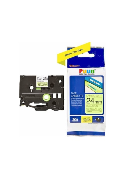 Puun Brother P-Touch TZE-C51 24MM x 8m Fosforlu Sarı Yellow Üzeri