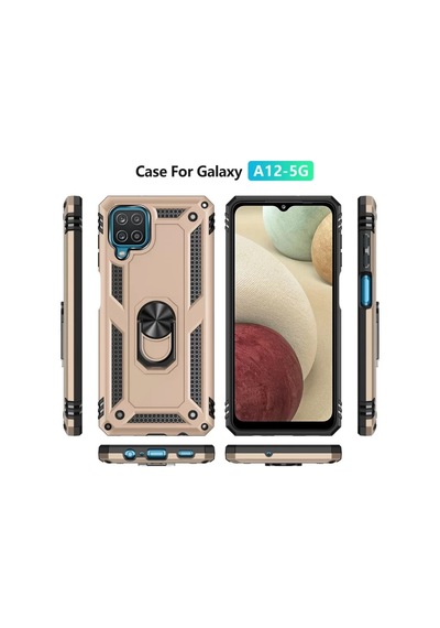 Newface Samsung Galaxy A22 Kılıf Sofya Yüzüklü Silikon Kapak - Gold