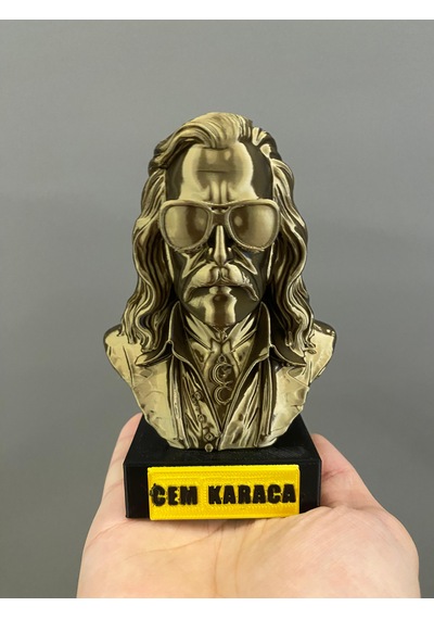Cem Karaca Büst Figür 13 Cm Altın Sarısı Koleksiyonluk Heykelcik & Dekoratif Masaüstü Süsü
