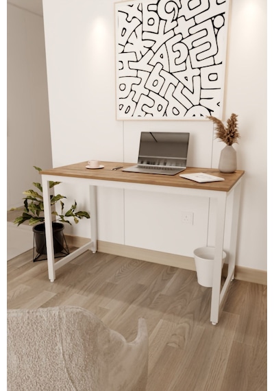 Çalışma Masası Bilgisayar Ofis Masası 60 X 120 Cm -ahşap - Beyaz Ahşap - Beyaz