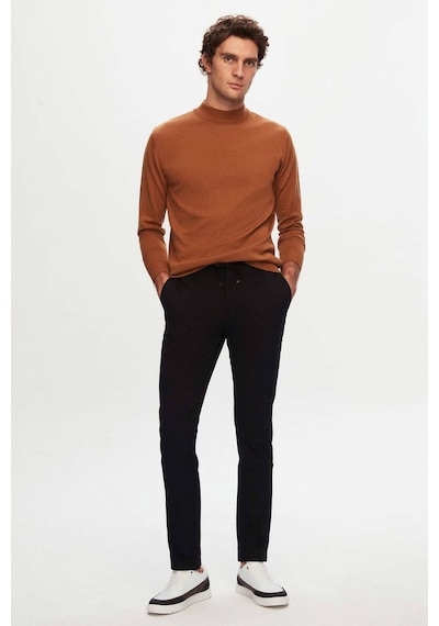 D'S Damat Slim Fit Beli Lastikli Bağcıklı Fermuarlı Likralı Rahat Jogger Pantolon 2HC03ORTJGR01 Siyah