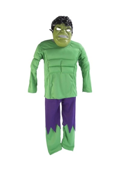 Hulk Çocuk Kaslı Kostüm. Maske Ve Taso Fırlatan Eldiven 3 Lü Set