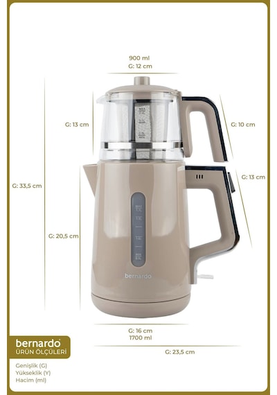 Bernardo Venedik 1.7 L Cam Demlikli Çay Makinesi