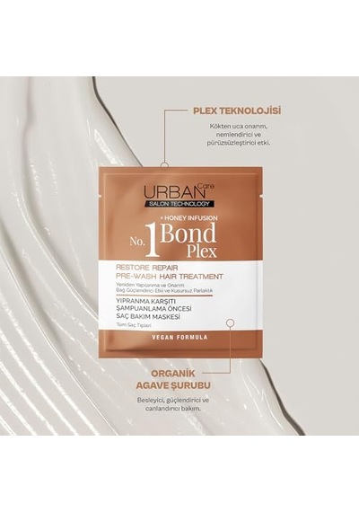 Urban Care No.1 Bond Plex Yıpranma Karşıtı Duş Öncesi Saç Bakım Maskesi 50 Ml- Vegan