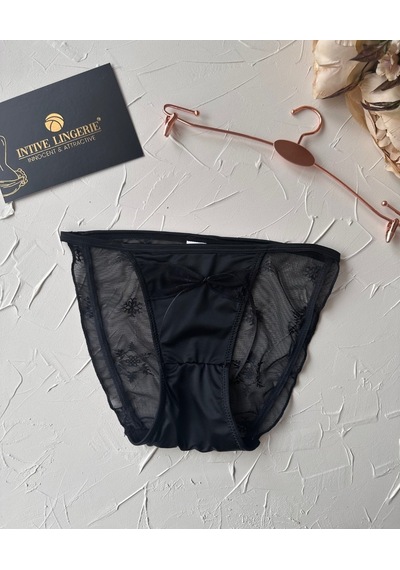 Lucia Japon Style Arkası Tül Saten Kurdele Detaylı Cheeky Külot/s Siyah