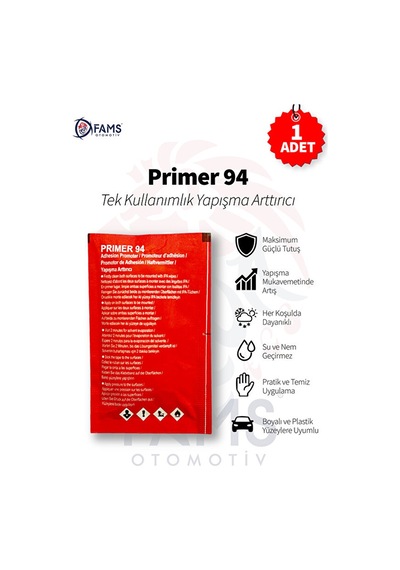 Primer 94 Çift Taraflı Bant İçin Yapışma Arttırıcı/kuvvetlendirici Mendil 1 Adet