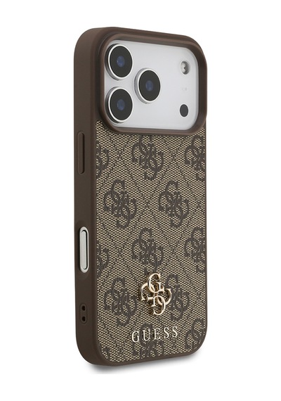 Apple iPhone Uyumlu 18 Pro Kılıf Guess  Lisanslı M-safe Şarj Özellikli Small 4g Classic Kapak Kahverengi