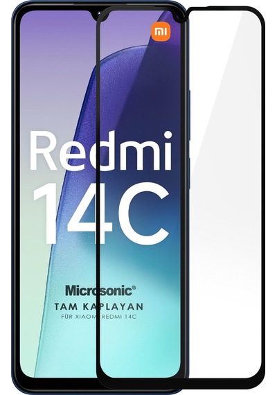 Microsonic Xiaomi Redmi 14c Tam Kaplayan Temperli Cam Ekran Koruyucu