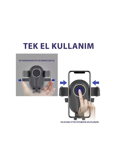 Nr82 Araç İçi Havalandırma Telefon Tutucu Kancalı Tek El Kullanım