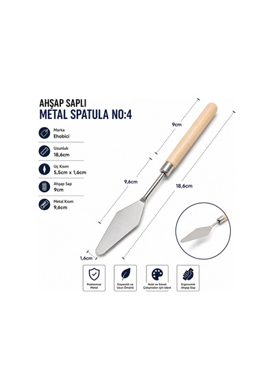 Ahşap Saplı Metal Spatula No:4 Diğer