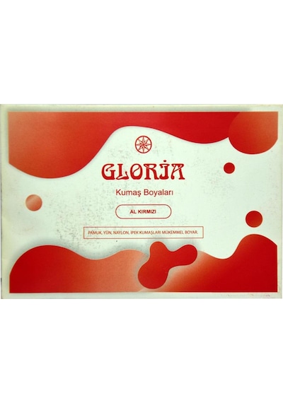 Gloria Al Kırmızı Renkli Pamuk Yün Naylon İpek Kumaş Boyası 10Gr