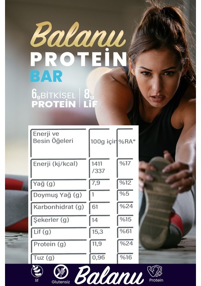 Limonlu & Zencefilli Hurmalı Protein Bar 55gr 2xbar X3 Adet