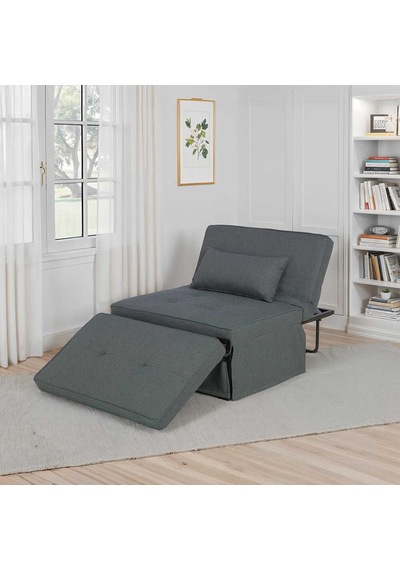 Cube Katlanır Yataklı Puf - Koyu Gri 96x189x42.5 / 96x168x92.5 Cm Koyu Gri
