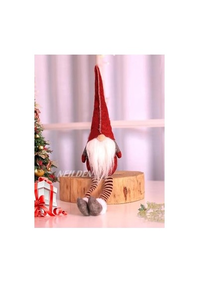 1 Adet 35 Cm Uzun Şapkalı Gnome Tomte Şans Cücesi Yılbaşı Süsü Parti Dekorasyon Süs, Kırmızı