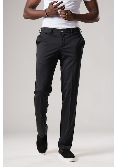 Ecer Slimfit Beli Yarım Lastikli Dokulu Likralı Yazlık Jogger Pantolon Siyah