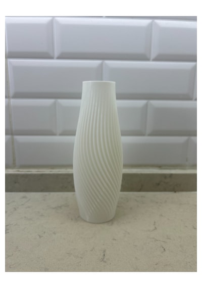 3d Tasarım Pla+ Plastik Modern Vazo Minimal Dekoratif Çiçek Vazosu 18cm Uzunluk Beyaz