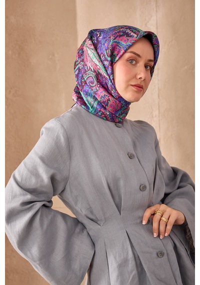 Silk Home Twill İpek Eşarp 11473-16 Koyu Mor, Patina Yeşili, Pembe, Morcivert