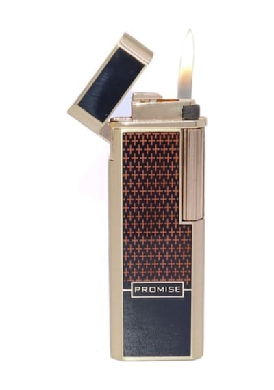 Promise Twiggy Siyah Gold İşlemeli Metal Soft Flame Çakmak
