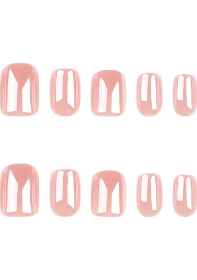 Ayna Tozu Kare Takma Tırnak Seti 24 Adet - Açık Somon