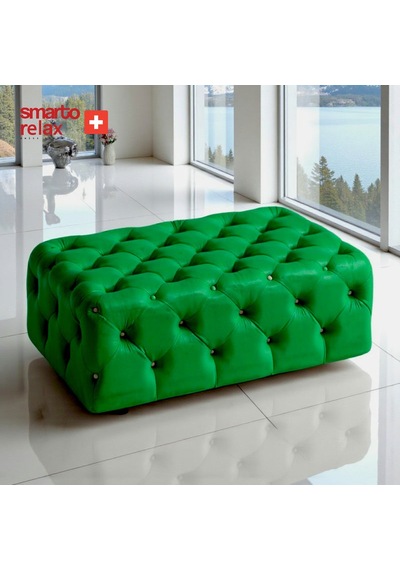 Smarto Relax Puf Guarda Ayaksız Kapitoneli Dekoratif 80x40x45 Cm Yeşil Yeşil