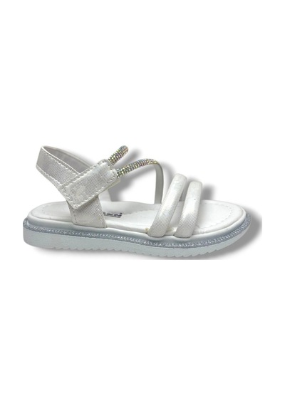 Arzen Bebe 221-26 Anatomik Taşlı Cırtlı Kız Çocuk Sandalet 31-36 Beyaz