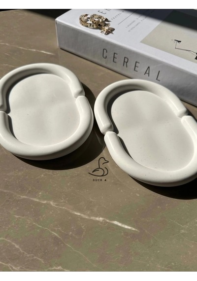 Bulut Görünümlü Oval Dekoratif Tabak 2 Li