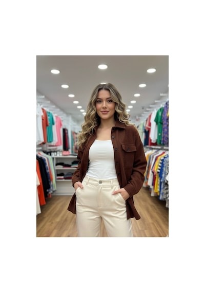 Polologin Butik Kaşe Dokulu Cepli Oduncu Gömlek Metalik