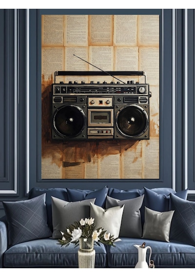 Ahşap Tablo Eski Nostaljik Radyo Ve Kasetçalar