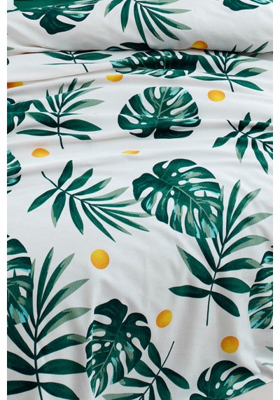 Doğal Pike Baskılı Battal 230x220cm Monstera Yeşil Yeşil