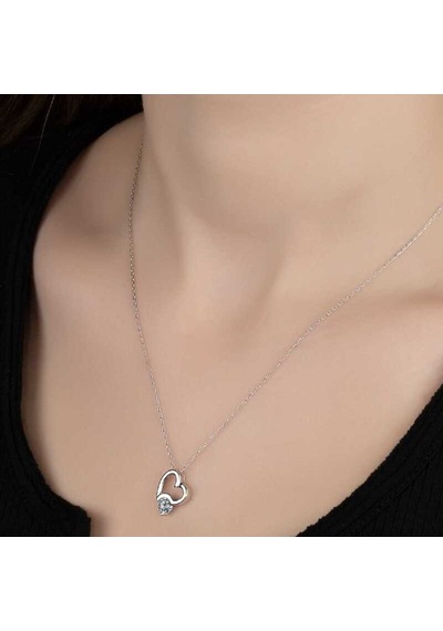 Swarovski Taşlı Gümüş Kalp Kadın Kolye (519129240)