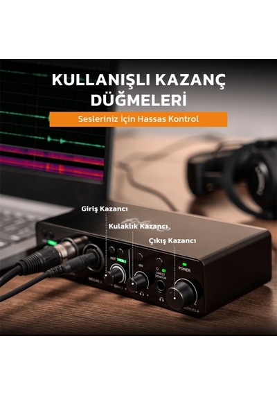 Fifine Ampli 3 Usb Stüdyo Ses Kartı 2 Giriş 2 Çıkış 24bit/192khz Windows/mac/ıos/android