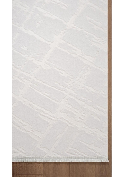 By Özer Halı Beyaz Renk Desenli Modern Stil Karmen Halı Jade Jd014w Salon Halısı Çok Renkli