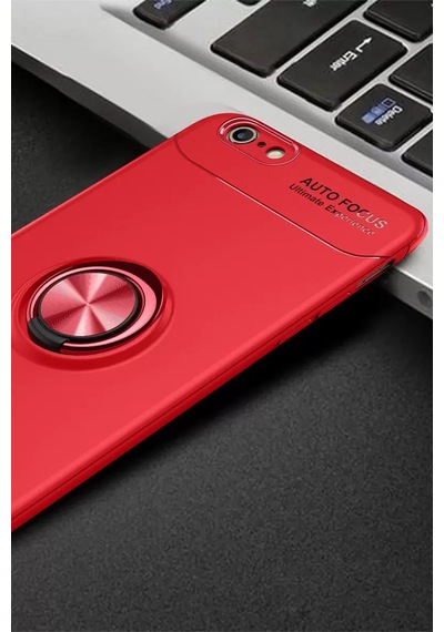 Newface Apple iPhone Uyumlu 6 Kılıf Range Yüzüklü Silikon - Kırmızı