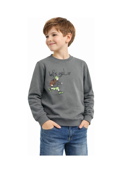 Baglan Erkek Çocuk Önü Arkası Baskılı Sweatshirt Bgl-st05243 Yeşil