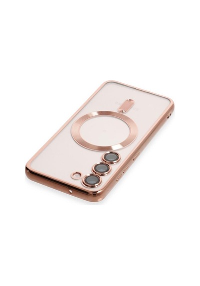 Samsung Galaxy S25 İçin Magsafe İle Uyumlu Kılıf Kamera Lensli Korumalı Şeffaf Silikon Kapak Rose Gold